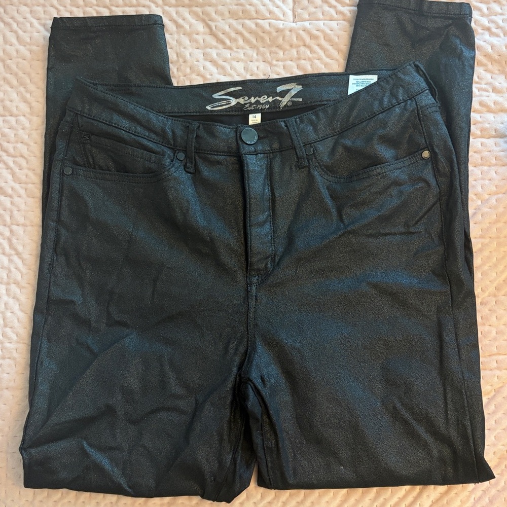 Seven7 Metallic Black Jeans with Shimmer